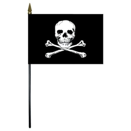 Global Flags Unlimited Jolly Roger Stick Flag 4"x6" E Gloss 203993